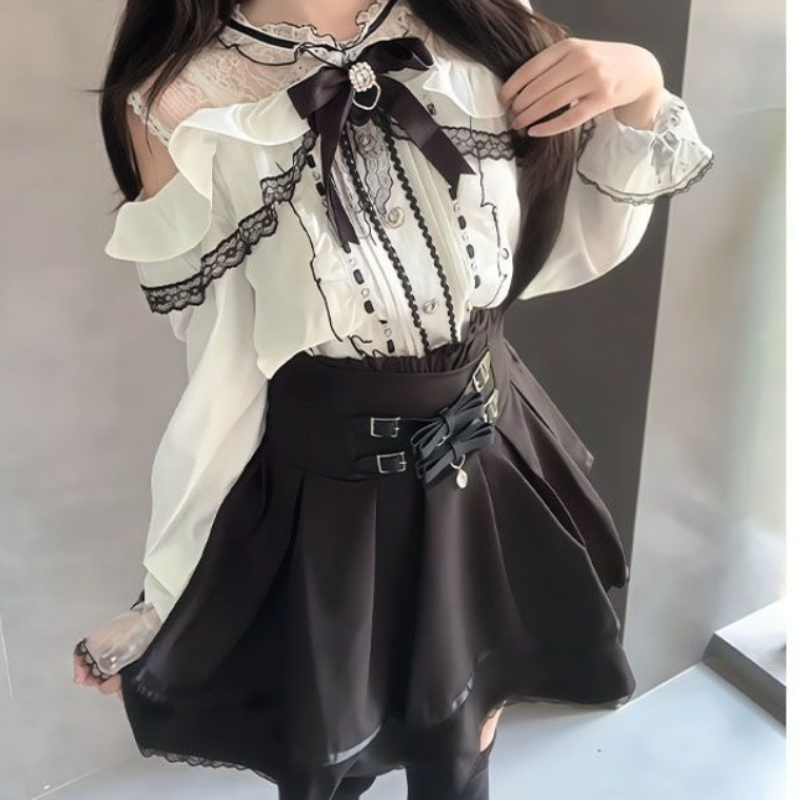 Japanese Gothic Y2k Lolita Sty - огляд і ціна Blouse Off Shoulder